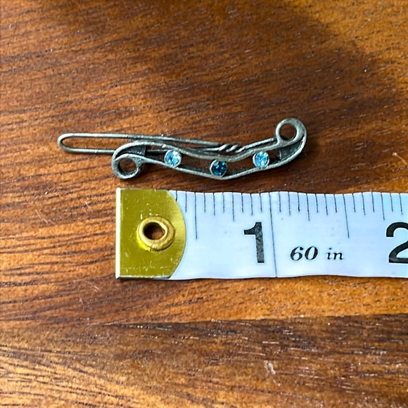 Vintage Silver Tone Rhinestone Scroll Hair Barrettes Set of 2 Y2K - Picture 4 of 4